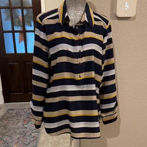 Ann‎ Taylor Navy and Yellow Top